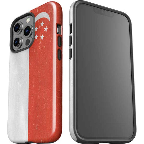 Singapore Flag Distressed iPhone 15 Pro Impact Case